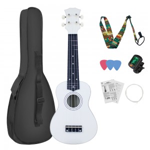 HUASHENG Wholesale Ukulele 21 Inch OEM ODM Musical Instrument Plastic Ukulele Soprano with Bag Picks Accessories