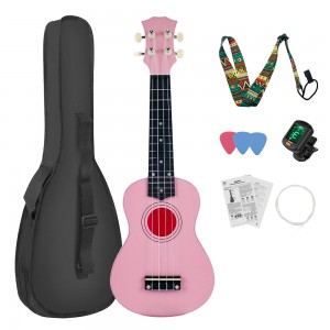 HUASHENG Wholesale Ukulele 21 Inch OEM ODM Musical Instrument Plastic Ukulele Soprano with Bag Picks Accessories