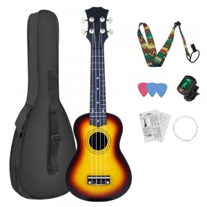 HUASHENG Wholesale Ukulele 21 Inch OEM ODM Musical Instrument Plastic Ukulele Soprano with Bag Picks Accessories