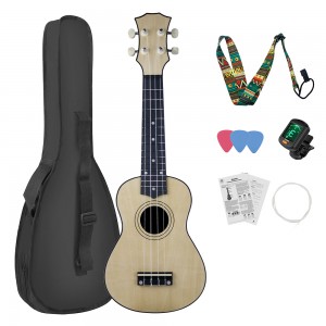 HUASHENG Wholesale Ukulele 21 Inch OEM ODM Musical Instrument Plastic Ukulele Soprano with Bag Picks Accessories