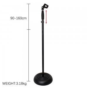 Vertical Portable Live Broadcast Microphone Stand Holder Adjustable Height (90cm-160cm) Iron Round Bottom Lifting Metal Base