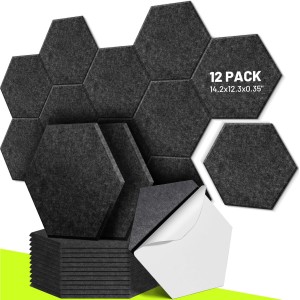 12 Pack Self-Adhesive Soundproof Insulation Panel Acoustic Panel Sound Absorbing Pads Noise Reduction Tiles Black