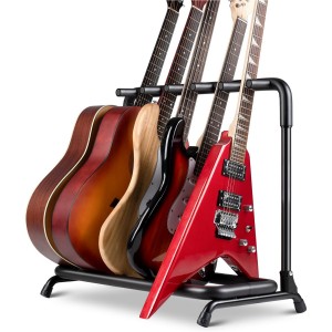 Multi Guitar Rack Acoustic Guitar Display 5 Holder Thick Padding Floor Stand for Classical Electric Guitars and Bass