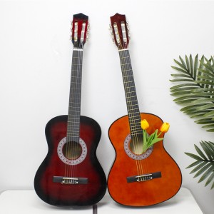 High Quality 38 inch Basswood Acoustic Guitar with Six Steel Strings