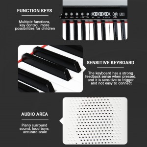 61 Tuşlu Işıklı Elektrikli Org Klavye Aletleri Öğretim Fonksiyonu Dijital Ekran Elektrikli Piyano Oyuncakları
