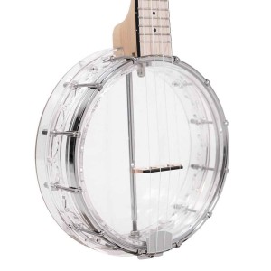 4 String Little Banjo Ukulele with Beginner Kit, 8″ Acrylic Rim,Sealed Guitar-Style Tuners