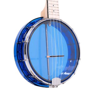 4 String Little Banjo Ukulele with Beginner Kit, 8″ Acrylic Rim,Sealed Guitar-Style Tuners