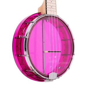 4 String Little Banjo Ukulele with Beginner Kit, 8″ Acrylic Rim,Sealed Guitar-Style Tuners