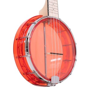 4 String Little Banjo Ukulele with Beginner Kit, 8″ Acrylic Rim,Sealed Guitar-Style Tuners