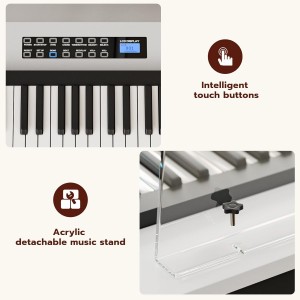 88 Weighted Key Digital Electronic Piano Keyboard, Intelligent Touch Button, Piano Stand, USB, MIDI, 3 Pedal, Black