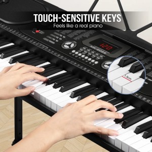 الجهاز الكهربائي 61 مفتاحًا أدوات لوحة مفاتيح البيانو القياسية وظيفة التدريس ألعاب البيانو الكهربائية الموسيقية
