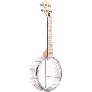 4 String Little Banjo Ukulele with Beginner Kit, 8″ Acrylic Rim,Sealed Guitar-Style Tuners