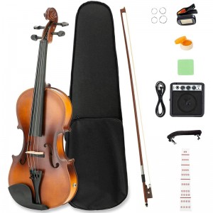 HUASHENG Solid Wood Handmade Electric Violin Beginner Professional OEM ODM Violin 4/4 na may Black Case Bow Rosin Tuner