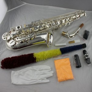 Factory Professional Eb Hand Engraving Silver Alto Electric Cheap Baritone Alt Saxophone Polster