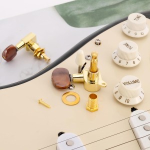 3R 3L Semi-Closed Golden Guitar String Tuners Tuning Keys Pegs Machine Heads Knobs Locking Tuners for Acoustic, Electric Guitar