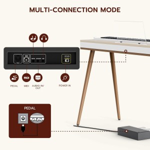 88 Weighted Key Digital Electronic Piano Keyboard, Intelligent Touch Button, Piano Stand, USB, MIDI, 3 Pedal, Beige