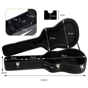 Acoustic Guitar Hard Shell Case Classical Electric Standard 6 12 Strings Gig Accessory Storage with Lock Wooden Black