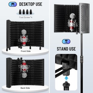 Microphone Isolation Shield Foldable Mic Recording Studio Sound Absorbing Black Professional Best Custom Acoustic Foam