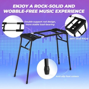 Black Heavy Duty Collapsible Adjustable Portable Keyboard Stand for 54 to 88 Key Piano, Musical Table with Piano Music Holder