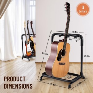 Multi Guitar Rack 3 Holder Stand Display With Thick Rubber Padding Universal for Classical Acoustic Electric Guitars Bass