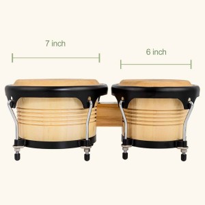 Poplar Wood New Bongo Drum 7+9 6+7 Inch Orff Instrument Children’s Tambourine Cowhide