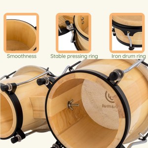 Poplar Wood New Bongo Drum 7+9 6+7 Inch Orff Instrument Children’s Tambourine Cowhide