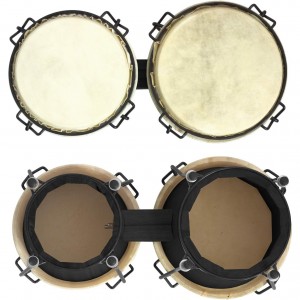 Bongo Drums 6” and 7” Wood Percussion Instrument Bongos for Kids Adults Beginners Natural with Bag