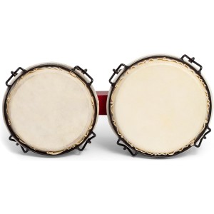 Wooden Percussion Instrument Bongo Drums 6” and 7” Red Bongos for Kids Adults Beginners Hand Drum with Carry Bag and Tuning