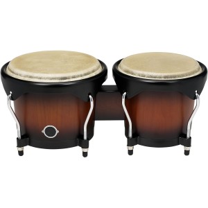 Wood Bongos Vintage Sunburst Bongo Drummer African Drum 6 Inches + 7 Inches Hand Drum Cowhide Drum Head