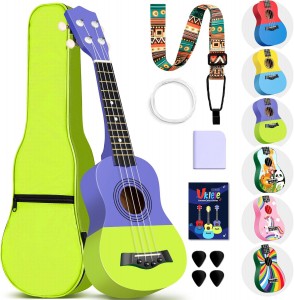 Hawaiian Ukulele Gift Set: 21-Inch Soprano Ukul...