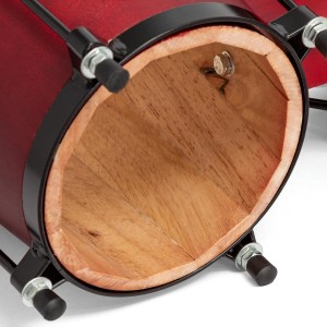 Wooden Percussion Instrument Bongo Drums 6” and 7” Red Bongos for Kids Adults Beginners Hand Drum with Carry Bag and Tuning