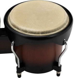 Wood Bongos Vintage Sunburst Bongo Drummer African Drum 6 Inches + 7 Inches Hand Drum Cowhide Drum Head