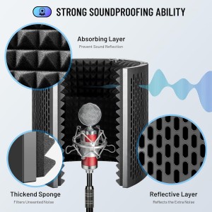 Microphone Isolation Shield Foldable Mic Recording Studio Sound Absorbing Black Professional Best Custom Acoustic Foam