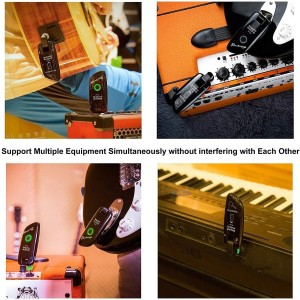 Receiver Multi-Channel Connectivity for All Electric Instruments Rechargeable Wireless Guitar Transmitter