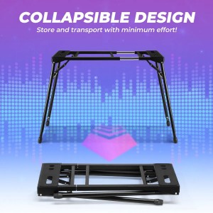 Black Heavy Duty Collapsible Adjustable Portable Keyboard Stand for 54 to 88 Key Piano, Musical Table with Piano Music Holder