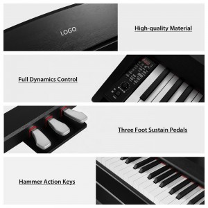 88 가중 키 디지털 피아노 키보드 표준 해머 액션 BT USB가 있는 전문 업라이트 피아노