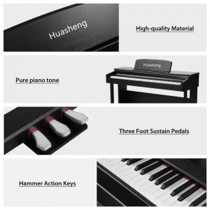 Tukul Papan Kekunci Berwajaran Tindakan Gelongsor Penutup Tegak Fleksibel USB Elektrik 88 Kekunci Piano Digital