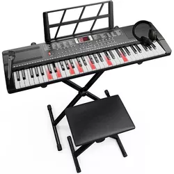 Hot Sale 61 Lighted Keys Electric Keyboard Piano Instrumentong Musika Sikat na Portable Kid Piano na may X Stand, Stool