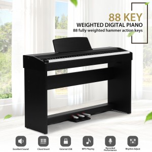 88 Gewogen Toetsen Digitale Piano Toetsenbord Standaard Hameractie Professionele Rechtopstaande Piano met BT USB
