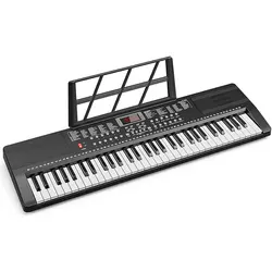 Portable Piano 61 Keys Electric Keyboard Electric Organ Piano Keyboard na may Mikropono, Power Supply, Mga Sticker