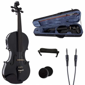 HUASHENG Violino elétrico branco de alto brilho OEM ODM Instrumento de música de cordas Violino 4/4 para iniciantes profissionais