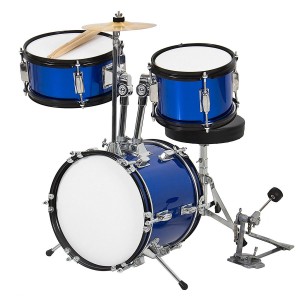 2022 Amazon Горячая Распродажа для начинающих, играющих на детской барабанной установке, 3-ПК, детская джазовая барабанная установка со стулом