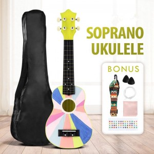Kit de ukelele soprano de 21 pulgadas, Mini ukelele de guitarra hawaiana con bolsa de concierto, afinador de cuerdas, instrumento Musical