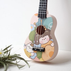 Популярная 21-дюймовая гавайская гитара разных цветов, красивые девушки, начинающие, милые узоры, маленькая укулеле