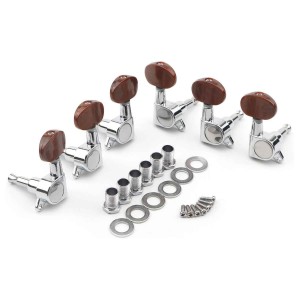 3R 3L Semi-Closed Silver Guitar String Tuners Tuning Keys Pegs Machine Heads Knobs Locking Tuners for Acoustic, Electric Guitar