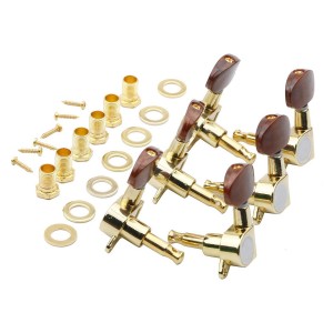 3R 3L Semi-Closed Golden Guitar String Tuners Tuning Keys Pegs Machine Heads Knobs Locking Tuners for Acoustic, Electric Guitar