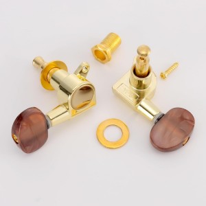 3R 3L Semi-Closed Golden Guitar String Tuners Tuning Keys Pegs Machine Heads Knobs Locking Tuners for Acoustic, Electric Guitar