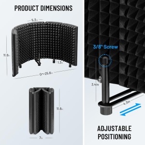 Microphone Isolation Shield Foldable Mic Recording Studio Sound Absorbing Black Professional Best Custom Acoustic Foam