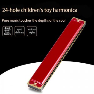 HUASHENG Musical Instrument Kids Wholesale Harmonicas Toy For Sale 24hole Golden Harmonica